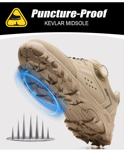 Botas de seguridad con puntera de acero para hombre - Calzado de trabajo resistente a perforaciones, antideslizante y duradero para la construcción y uso industrial en exteriores.
