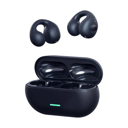 Auriculares inalámbricos TWS Bluetooth 5.3 de conducción ósea T75 con clip para la oreja, cancelación de ruido para música, llamadas HD, deportes y juegos.