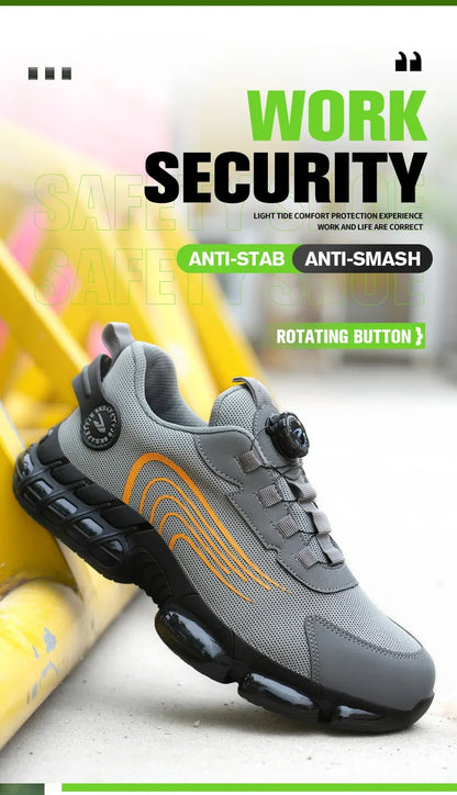 Summer Work Safety Protection Shoes Air Cushion Breathable Safety Shoes Anti-stabbing -smash Lightweight Sports Shoes For Men