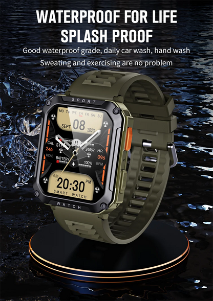 FOXBOX 2025 Reloj inteligente militar para exteriores para hombre, con Bluetooth, llamadas, deportivo, resistente al agua, asistente de voz, reloj de fitness para hombre, nuevo