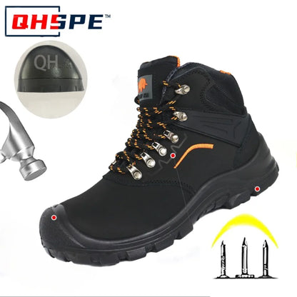 Zapatos de trabajo de cuero antiestáticos, de protección laboral, antiaplastamiento, antipinchazos, antideslizantes, antipolvo y resistentes al desgaste para hombre.