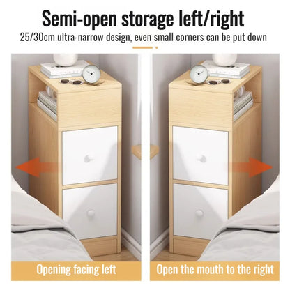 Mesita de noche moderna y sencilla con cajón, armario multifuncional para dormitorio y sala de estar, organizador con estantes.