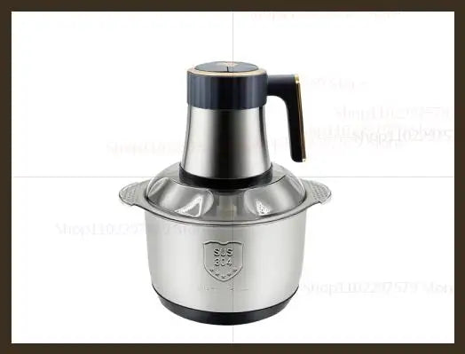 Picadora de carne eléctrica de 5 l, trituradora de alimentos, cortadora de verduras multifunción de acero inoxidable, procesadora, picadora, licuadora de cocina