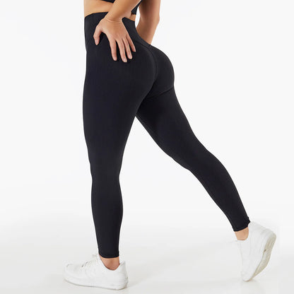 SOISOU - Mallas de yoga sin costuras para mujer, de tejido acanalado, transpirables, de cintura alta, para gimnasio, deporte y fitness, de alta calidad, en 7 colores