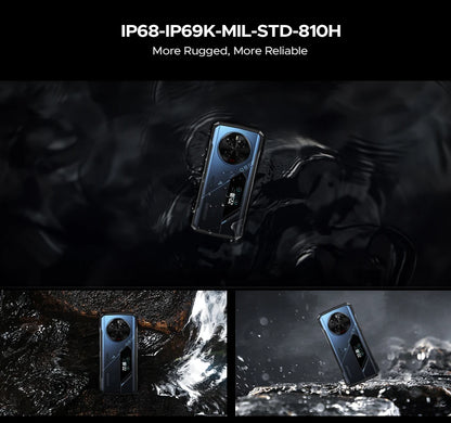 Teléfono robusto DOOGEE V40 Pro 5G versión global, pantalla de 6,78", 16 GB + 512 GB, dimensiones 7300, cámara con IA de 200 MP, 8680 mAh, cargador rápido de 33 W.