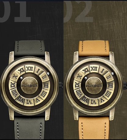 Reloj de cuarzo para hombre FOXBOX, moda, personalidad, creativo, con bola de hierro giratoria, puntero magnético, resistente al agua, para hombre, regalo + caja.