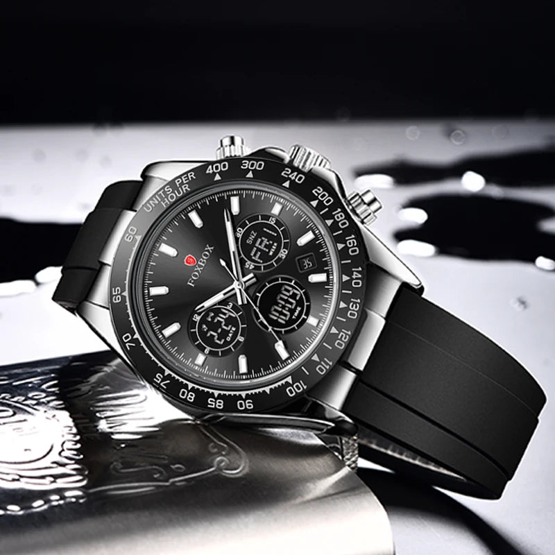 LIGE Reloj de moda para hombre, deportivo militar, con doble pantalla, calendario, relojes de cuarzo, LED luminosos, resistente al agua, cronógrafo, relojes para hombre