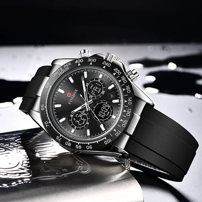 LIGE Reloj de moda para hombre, deportivo militar, con doble pantalla, calendario, relojes de cuarzo, LED luminosos, resistente al agua, cronógrafo, relojes para hombre