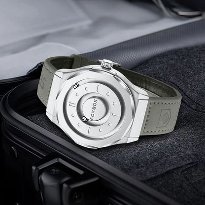 FOXBOX Reloj de negocios de lujo para hombre, resistente al agua hasta 30 m, diseño personalizado, correa de acero inoxidable, reloj de cuarzo para hombre, regalo de moda