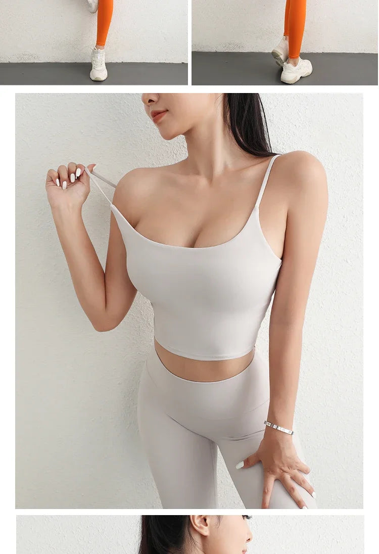 Women Yoga Suit Adjustable Sling Strap Sports Bra U Cut Scrunch Butt Workout Leggings Butt Lifting Excluding pants