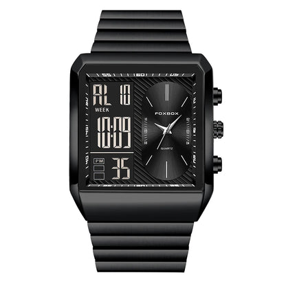 LIGE - Reloj digital cuadrado de moda para hombre, informal, deportivo, resistente al agua, de cuarzo, cronógrafo de lujo de la mejor marca FOXBOX