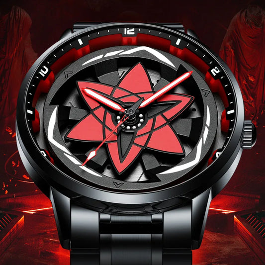 Reloj de cuarzo con esfera giratoria caleidoscopio Sharingan, esfera de anime japonés 3D, reloj de marca superior de lujo, resistente al agua, reloj de moda para hombre.