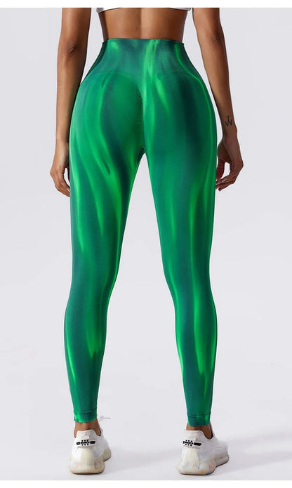 Pantalones de yoga para mujer con estampado tie-dye Cloud Rise, leggings deportivos sexys para gimnasio, mallas sin costuras, pantalones de cintura alta para entrenar.