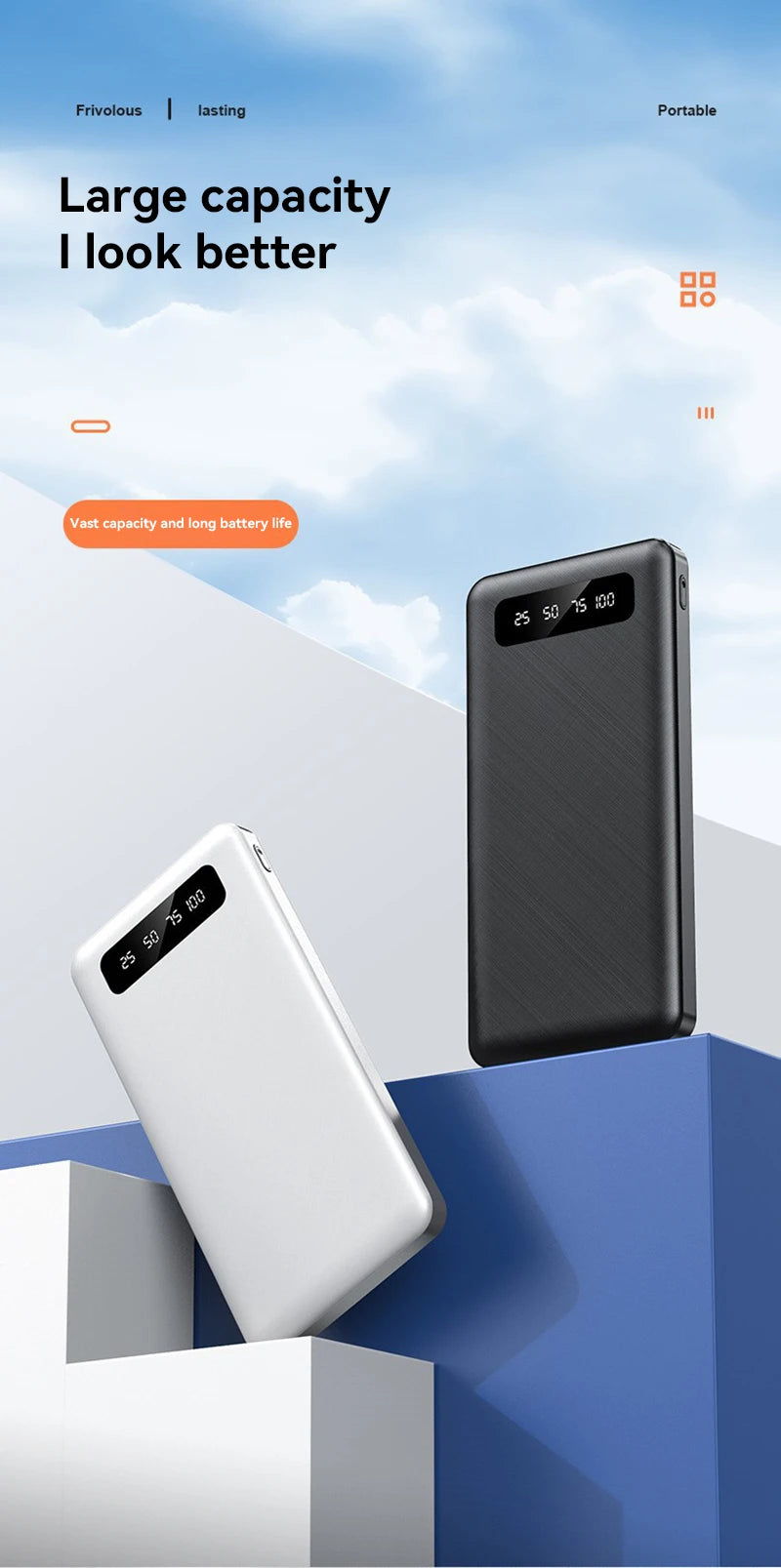 Batería externa portátil Xiaomi de 500.000 mAh y 120 W de carga ultrarrápida de gran capacidad con pantalla digital LED para teléfonos.