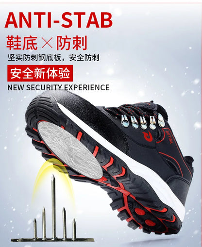 Zapatos de trabajo con forro polar para hombre y mujer, con puntera de acero, resistentes a perforaciones, acolchados y cálidos. Calzado de trabajo protector para mujer y hombre.