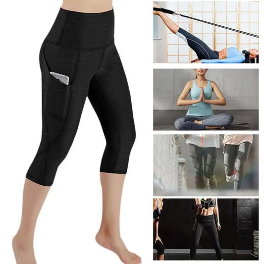 Leggings deportivos sin costuras de cintura alta para mujer, pantalones capri elásticos para yoga, gimnasio, entrenamiento, fitness y running.