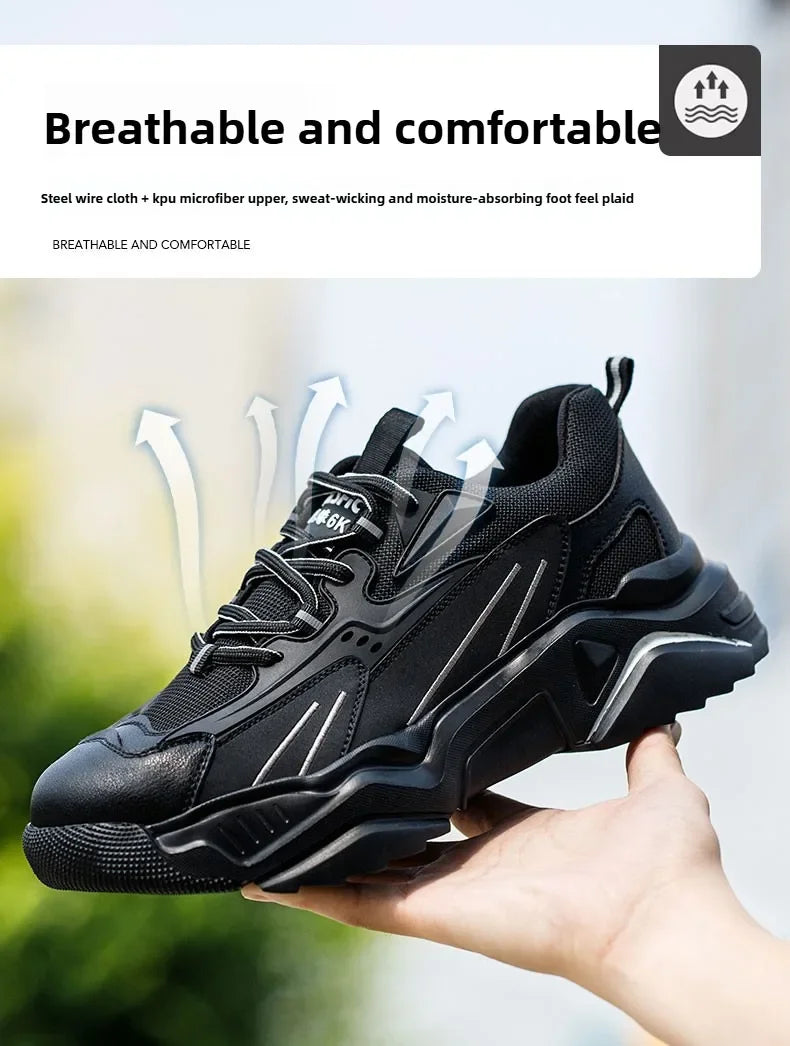 Safety Shoes Lightweight Breathable Steel Toe Anti Smash Puncture Proof Kevlar Soft Sole Insulated Work Sneakers for Men Women