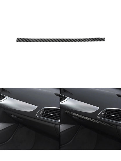 Accesorios decorativos para el interior del coche Audi A6 A7 2012 2013 2014 2015 2016 2017 2018, pegatinas negras de fibra de carbono, embellecedor de cubierta.