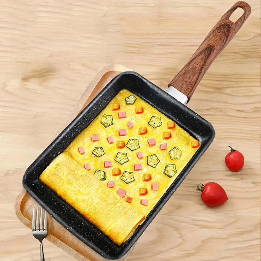 Sartén cuadrada de fondo plano para cocinar huevos, mini sartén antiadherente para freír, sartén para desayuno, rollos de huevo, huevos fritos