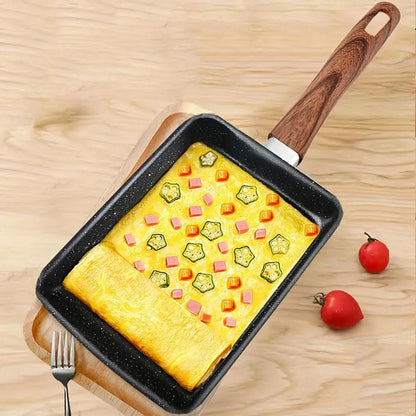 Sartén cuadrada de fondo plano para cocinar huevos, mini sartén antiadherente para freír, sartén para desayuno, rollos de huevo, huevos fritos