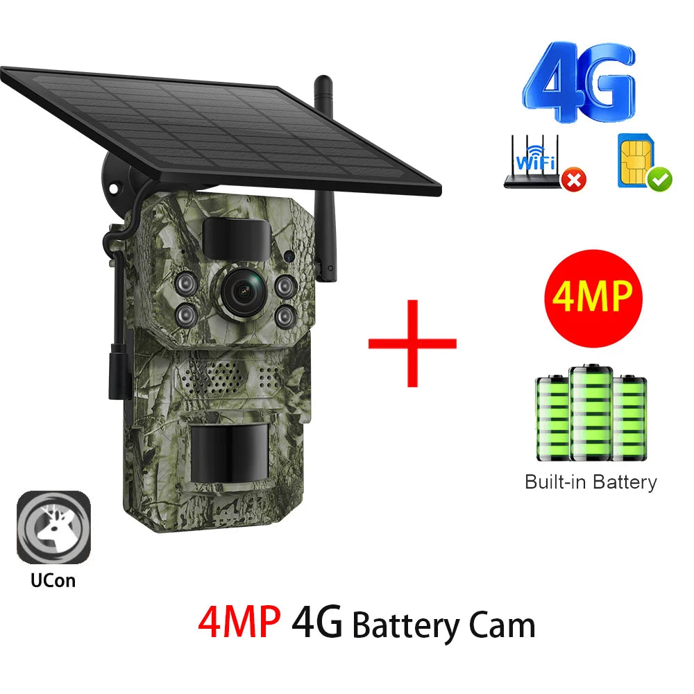 Cámara INQMEGA4G 2K 5MP con sensor de movimiento PIR, temporizador de disparo, visión nocturna, IP66, ideal para caza, senderismo, fauna silvestre, con batería y carga solar.