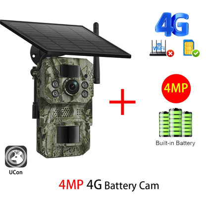 Cámara INQMEGA4G 2K 5MP con sensor de movimiento PIR, temporizador de disparo, visión nocturna, IP66, ideal para caza, senderismo, fauna silvestre, con batería y carga solar.