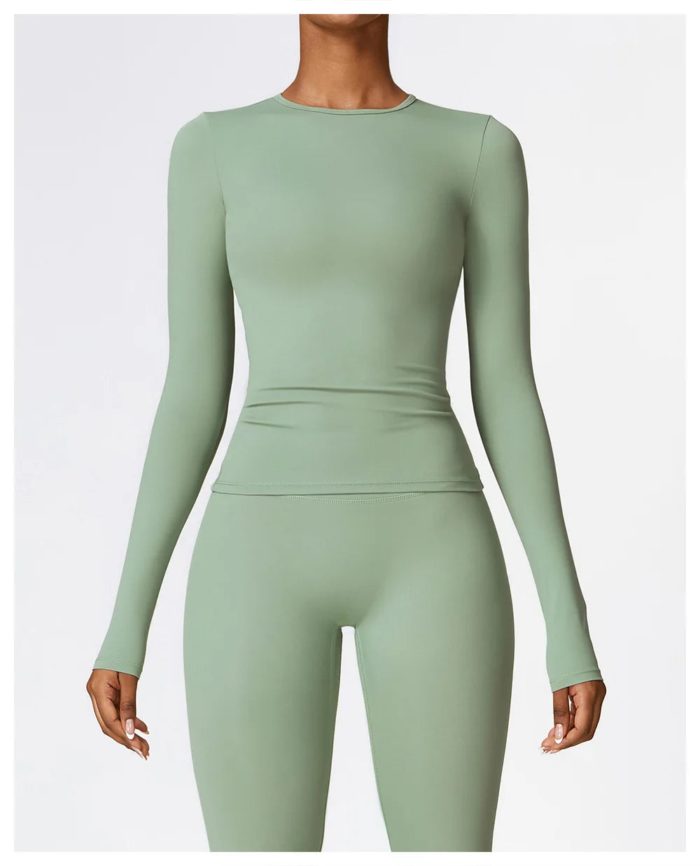 2PCS Seamless Yoga Set Women Workout Set Sportswear Gym Clothing Fitness Long Sleeve Crop Top High Waist Leggings Sports Suits