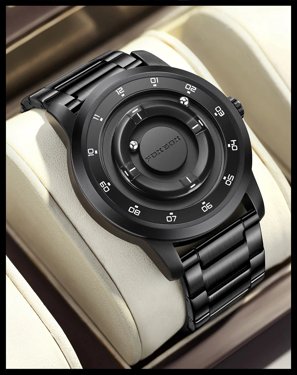 Relojes de pulsera de cuarzo para hombre Foxbox 2025 de lujo, creativos, con cuentas deslizantes, a la moda, impermeables, con fuerza magnética, reloj para hombre, Reloj.