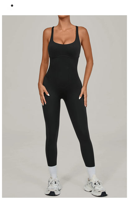 Nuevo mono de yoga para mujer, sexy, con espalda en V, cintura alta, realce de glúteos, tirantes ajustables, conjunto de yoga de secado rápido y transpirable, mono deportivo.