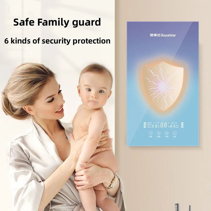 Calentador de agua eléctrico de calentamiento instantáneo para hogares pequeños. Calentamiento rápido, 8500 W. Temperatura constante inteligente. Sin depósito de agua.