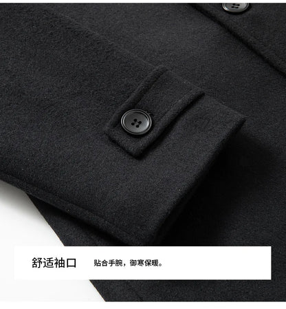 Abrigo cruzado para hombre, estilo marinero, chaqueta de lana, solapa larga, gabardina, cortavientos de invierno, moda masculina