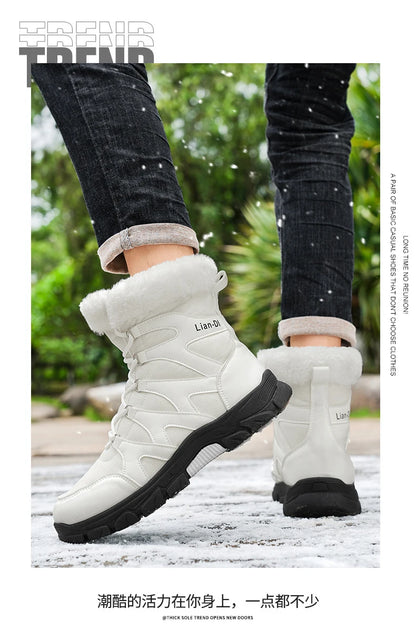 Nuevas botas de invierno para hombre, cálidas y afelpadas, hasta media pantorrilla, para exteriores, antideslizantes, impermeables, para nieve, zapatos de algodón a la moda para hombre.