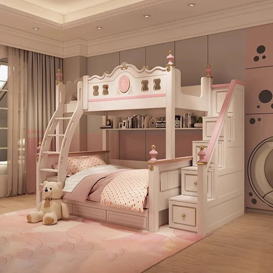 Cama alta deslizante con cajones de almacenamiento, modernas bases de lujo, literas principales para niños, cama de día blanca para niña, muebles de dormitorio