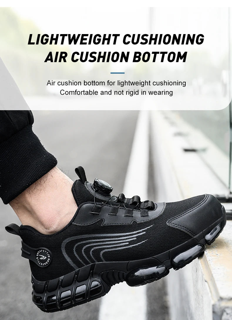 Small Size Rotary Buckle Work Safety Shoes For Men Air Soft Sole Lightweight Protective Work Sneakers Men and Women Shoes