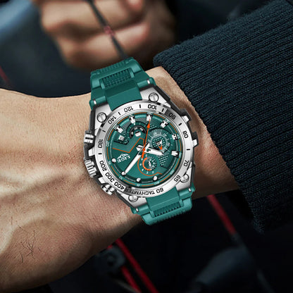 Reloj LIGE para hombre, multifunción, correa de silicona, resistente al agua, luminoso, calendario, moda, deportivo, cuarzo.