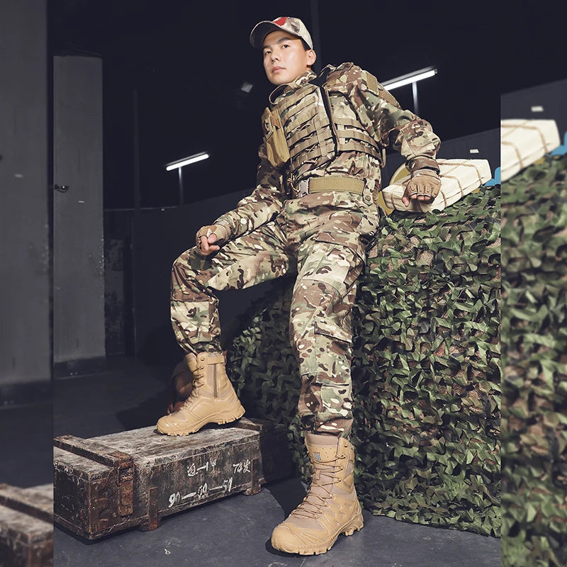 Botas tácticas para hombre, botas de campo para fuerzas especiales de otoño, ligeras, para exteriores, antideslizantes e impermeables.