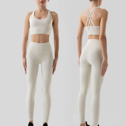 Women's Naked Feeling Sports Bra and Leggings Set - 2 Piece Gym Outfit for Fitness, Yoga Clothes Leggings and Tops Workout Suits