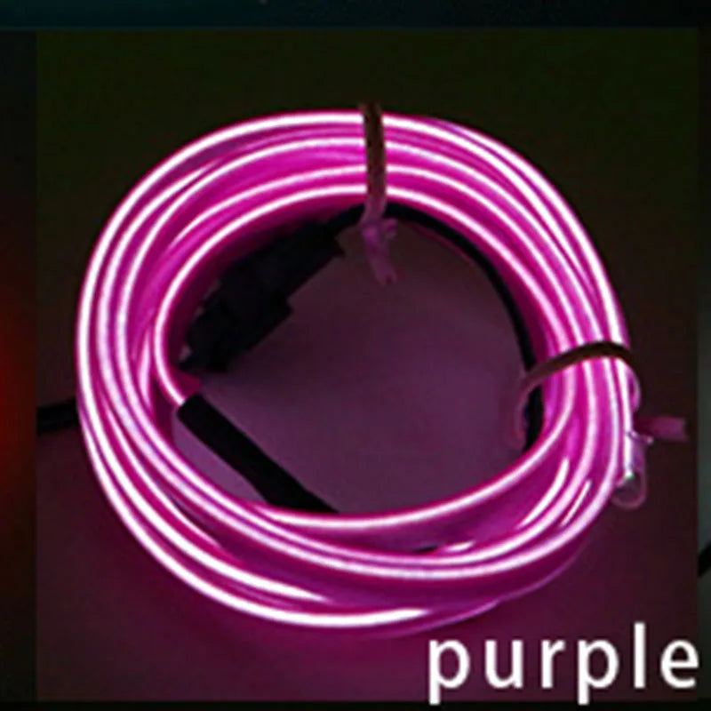 Tira de luces LED de neón para ambiente interior de coche, 5 m/118,11 pulgadas, tubo de luz fría EL flexible para bricolaje, decoración para coche