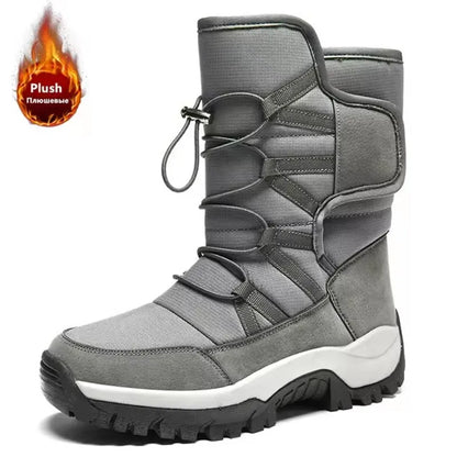 Nuevas botas de nieve cálidas de felpa para hombre, botas altas de invierno para hombre, botas de moto impermeables de invierno, botas de senderismo antideslizantes para exteriores para hombre.