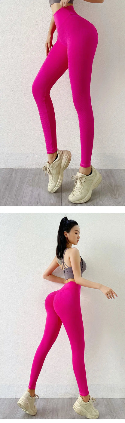 Leggings de yoga push up, efecto trasero fruncido, sin costuras, ropa deportiva, fitness, pantalones de yoga para mujer, colores brillantes, cintura alta, mallas de entrenamiento, pantalones deportivos.