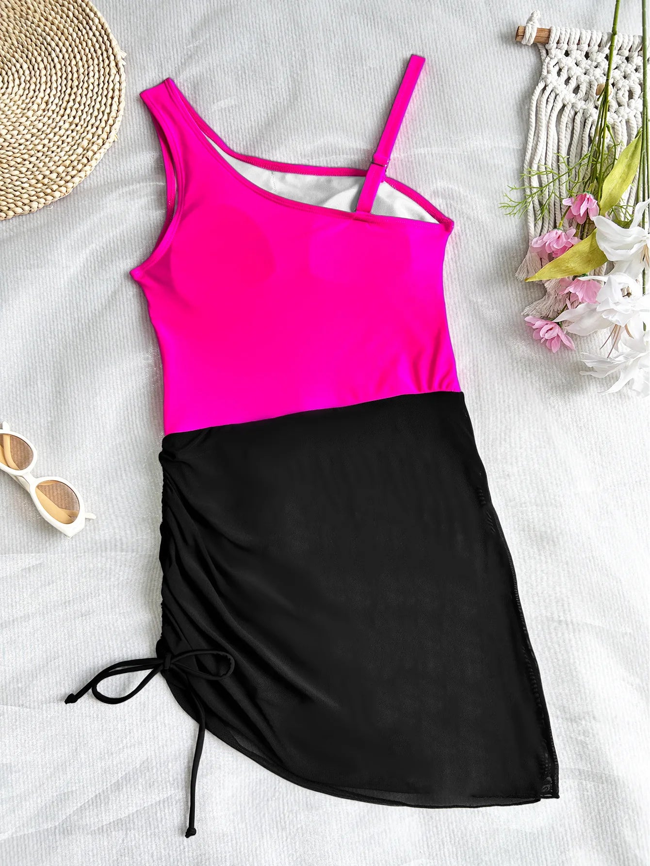 Sexy Women One-Piece Bikini Swimsuit  New Hollow Out Swimwear Women's Fashion Mesh Splicing Beachwear Set