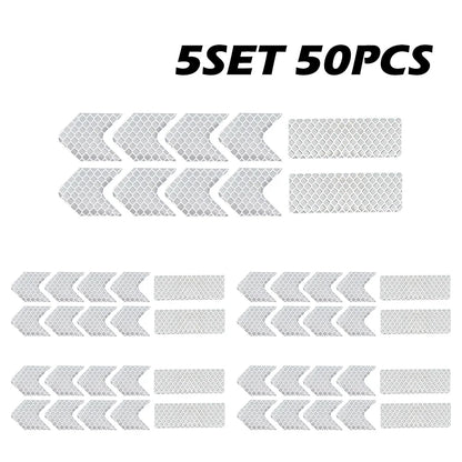Pegatinas reflectantes para casco de seguridad, para trabajo nocturno, conducción segura, advertencia, calcomanía reflectante para casco de motocicleta y coche, 10 a 50 unidades