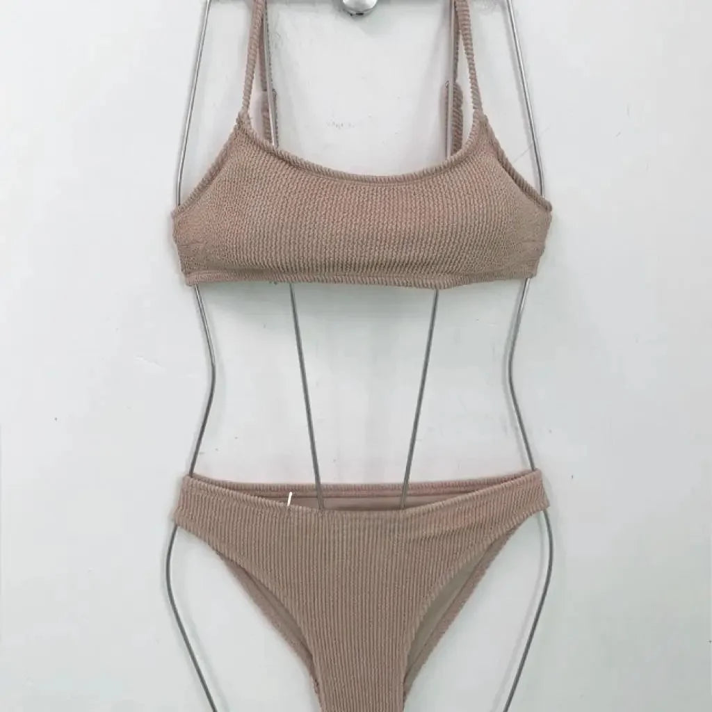 Conjunto de bikini multicolor estilo coreano japonés para mujer, traje de baño de vacaciones para niña, diseño de colores separados, ropa de playa de moda
