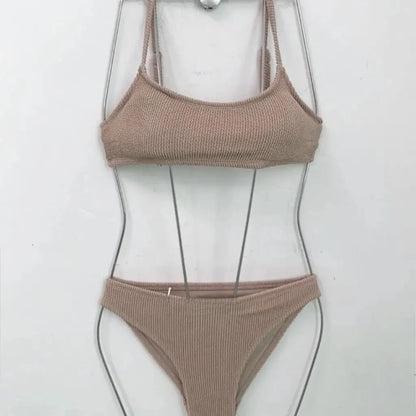 Conjunto de bikini multicolor estilo coreano japonés para mujer, traje de baño de vacaciones para niña, diseño de colores separados, ropa de playa de moda