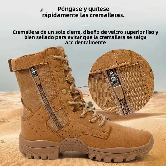 Botas tácticas para hombre, botas altas de campo de batalla, botas de invierno para fuerzas especiales con cremallera lateral, botas de desierto para exteriores