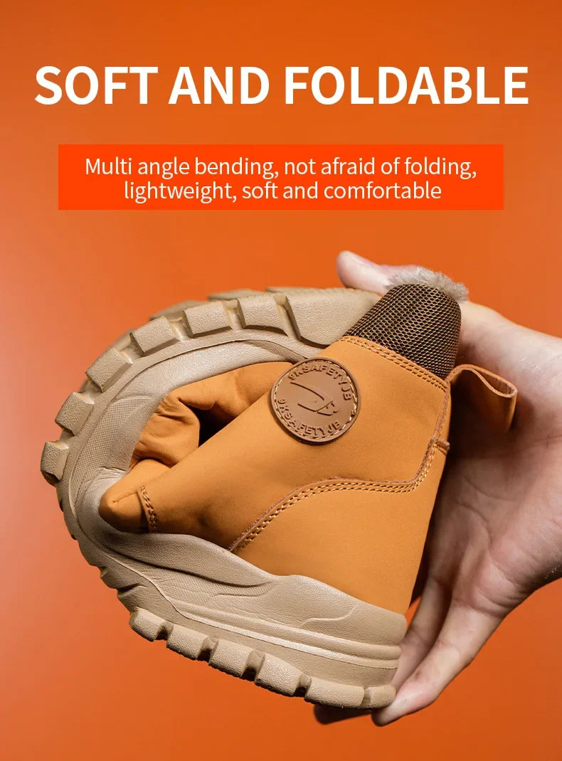 Botas de seguridad para el trabajo para hombre, cálidas y resistentes al agua, con punta de acero, para invierno, 2024