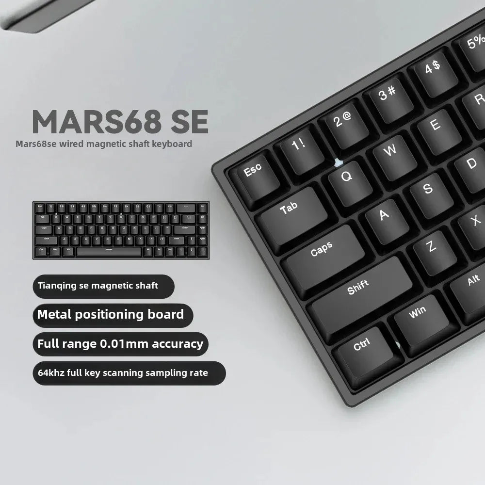 Teclado mecánico para juegos con eje magnético Mars 68 PRO, 0 zonas muertas, conectar y desconectar, luz RGB, cableado, inalámbrico, seleccionable