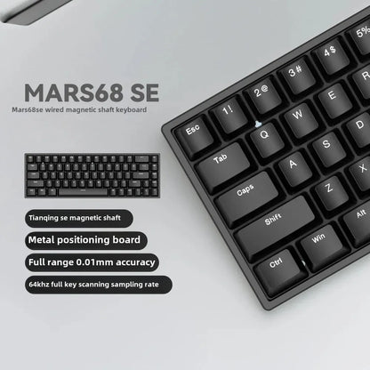 Teclado mecánico para juegos con eje magnético Mars 68 PRO, 0 zonas muertas, conectar y desconectar, luz RGB, cableado, inalámbrico, seleccionable