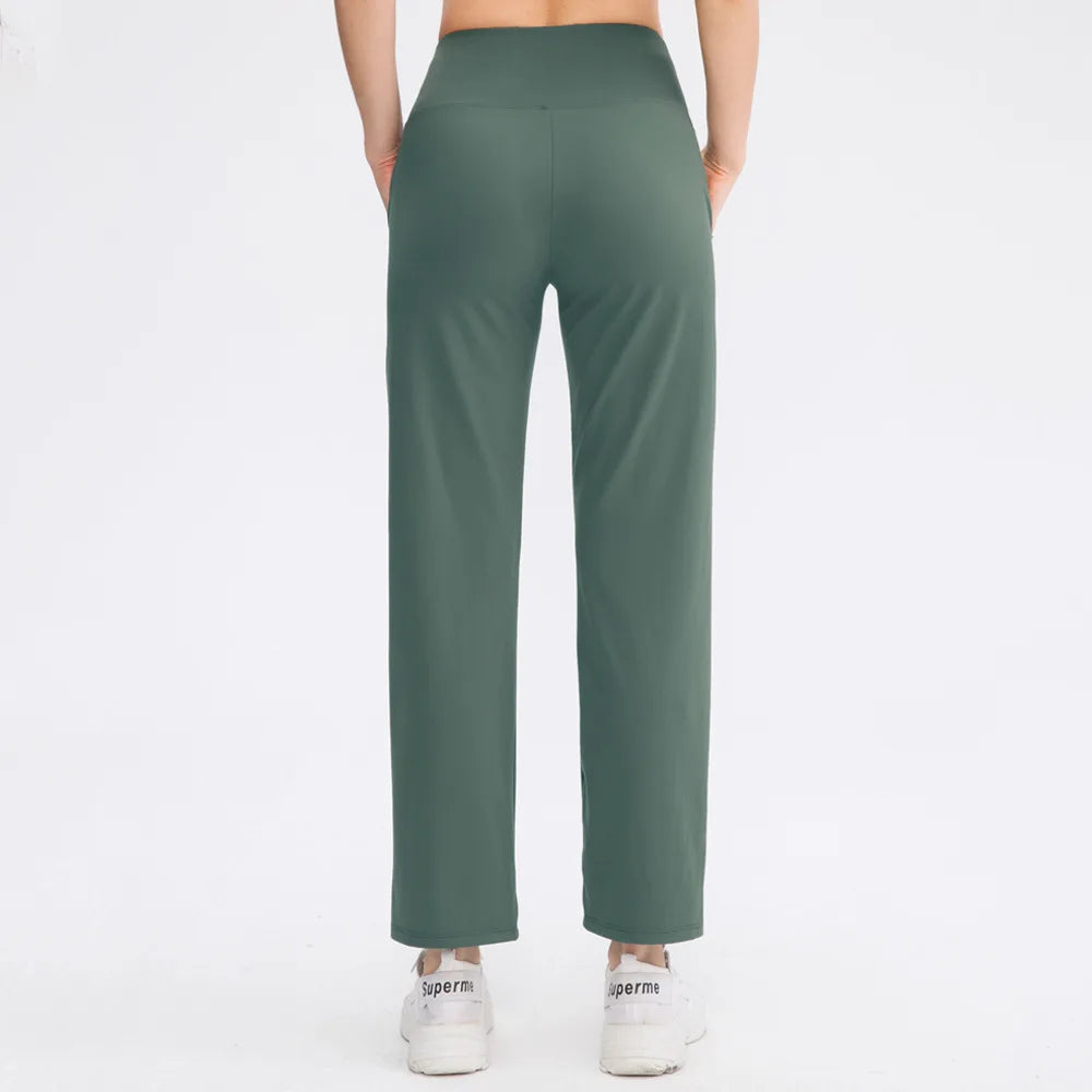 Pantalones deportivos para mujer, estilo casual, para yoga, holgados, de talle alto, elásticos, para entrenamiento físico, rectos, para correr, Yu02334