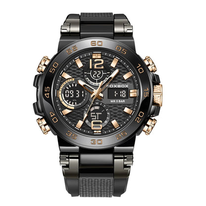 Reloj de pulsera deportivo para hombre FOXBOX Fashion Luxury Quartz, militar, impermeable, con doble pantalla, cronógrafo luminoso + CAJA